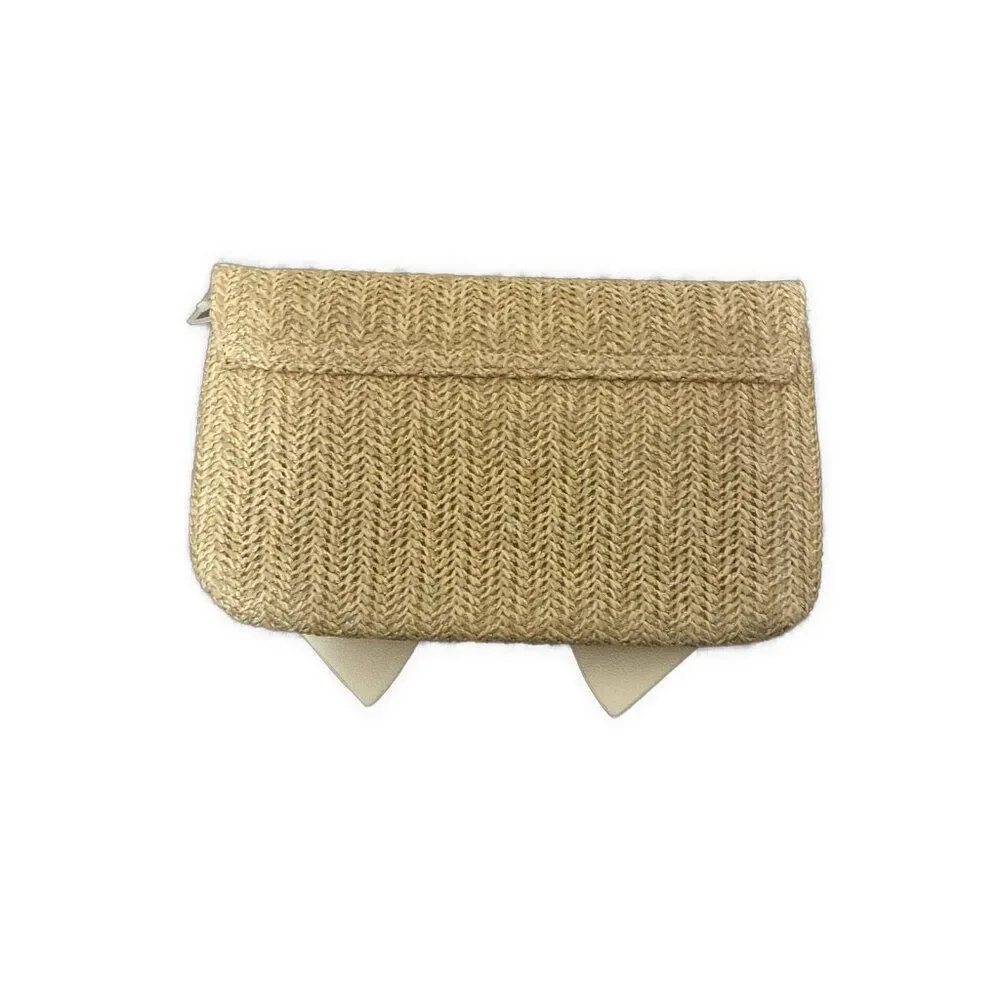 Like Dreams Beige Ivory Vegan Faux Leather Bow Clutch Bag